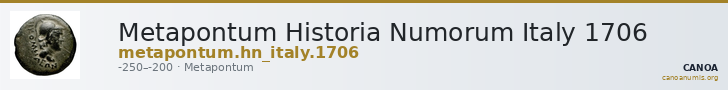 Metapontum Historia Numorum Italy 1706 — CANOA