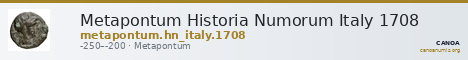 Metapontum Historia Numorum Italy 1708 — CANOA