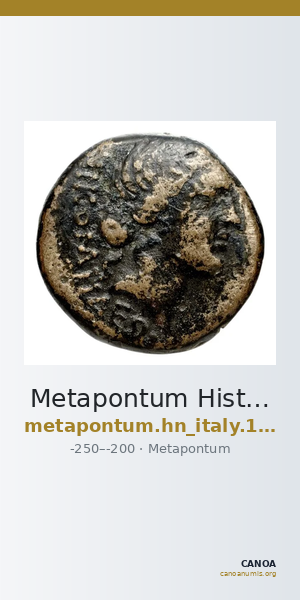 Metapontum Historia Numorum Italy 1709 — CANOA