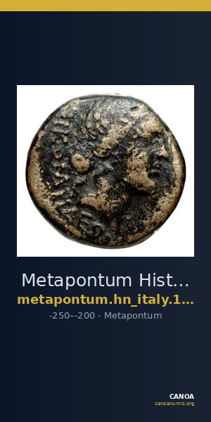 Metapontum Historia Numorum Italy 1709 — CANOA