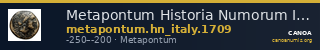 Metapontum Historia Numorum Italy 1709 — CANOA