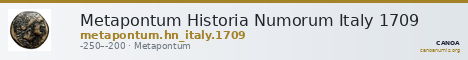 Metapontum Historia Numorum Italy 1709 — CANOA