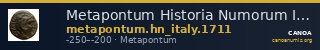 Metapontum Historia Numorum Italy 1711 — CANOA