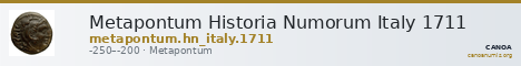 Metapontum Historia Numorum Italy 1711 — CANOA