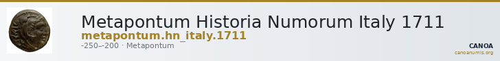 Metapontum Historia Numorum Italy 1711 — CANOA