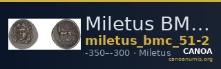 Miletus BMC Miletus 51-52 — CANOA