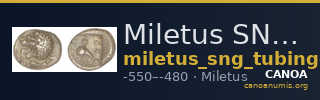 Miletus SNG Tübingen 3000-3017 — CANOA