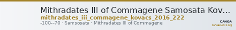 Mithradates III of Commagene Samosata Kovacs 2016 222 — CANOA