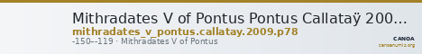 Mithradates V of Pontus Pontus Callataÿ 2009 p. 78 — CANOA