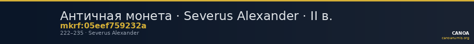 Античная монета · Severus Alexander · II в. — CANOA