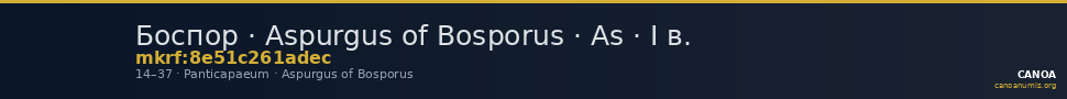 Боспор · Aspurgus of Bosporus · As · I в. — CANOA