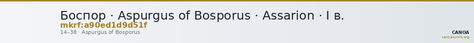 Боспор · Aspurgus of Bosporus · Assarion · I в. — CANOA