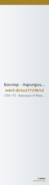 Боспор · Aspurgus of Bosporus · Drachma · I в. до н. э. — CANOA