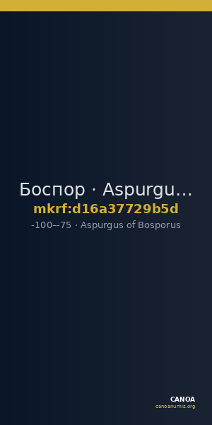 Боспор · Aspurgus of Bosporus · Drachma · I в. до н. э. — CANOA