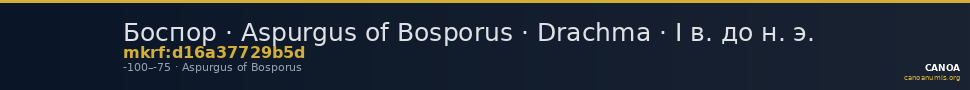 Боспор · Aspurgus of Bosporus · Drachma · I в. до н. э. — CANOA