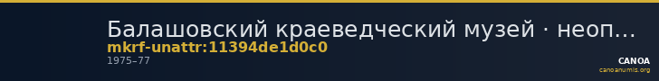 Балашовский краеведческий музей · неопределённые — CANOA