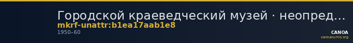 Городской краеведческий музей · неопределённые — CANOA