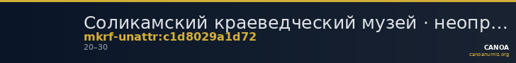 Соликамский краеведческий музей · неопределённые — CANOA
