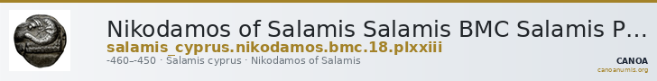 Nikodamos of Salamis Salamis BMC Salamis Pl. xxiii, 18 — CANOA