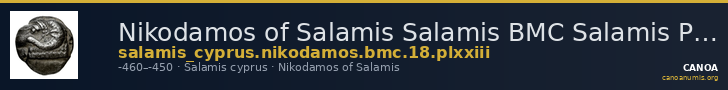Nikodamos of Salamis Salamis BMC Salamis Pl. xxiii, 18 — CANOA