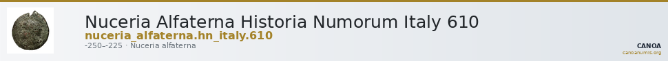 Nuceria Alfaterna Historia Numorum Italy 610 — CANOA