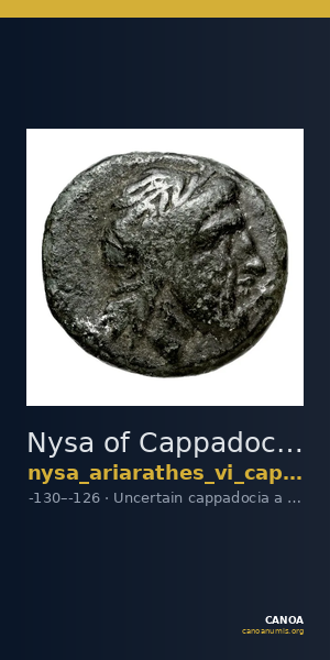 Nysa of Cappadocia Uncertain Cappadocian Royal mint A Mørkholm 1978 1 — CANOA