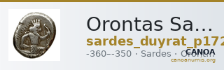 Orontas Sardis Duyrat 2016 p. 172, no. 7 — CANOA