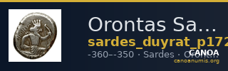 Orontas Sardis Duyrat 2016 p. 172, no. 7 — CANOA