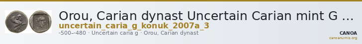 Orou, Carian dynast Uncertain Carian mint G Konuk 2007a Type 3 — CANOA