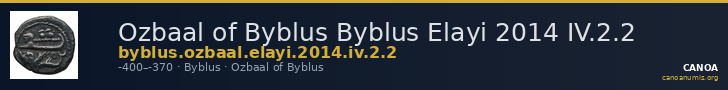 Ozbaal of Byblus Byblus Elayi 2014 IV.2.2 — CANOA