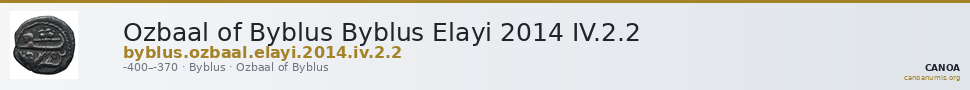Ozbaal of Byblus Byblus Elayi 2014 IV.2.2 — CANOA