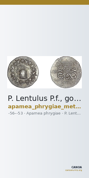 P. Lentulus P.f., governor of Cilicia Apamea in Phrygia Metcalf 2017 VI — CANOA