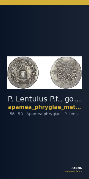 P. Lentulus P.f., governor of Cilicia Apamea in Phrygia Metcalf 2017 VI — CANOA