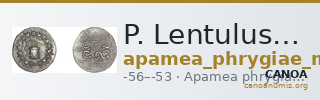 P. Lentulus P.f., governor of Cilicia Apamea in Phrygia Metcalf 2017 VI — CANOA