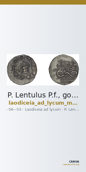 P. Lentulus P.f., governor of Cilicia Laodiceia ad Lycum Metcalf 2017 IX — CANOA