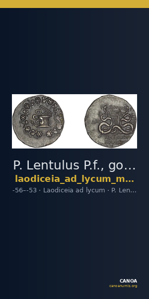 P. Lentulus P.f., governor of Cilicia Laodiceia ad Lycum Metcalf 2017 IX — CANOA