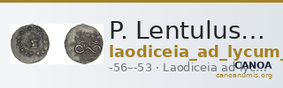 P. Lentulus P.f., governor of Cilicia Laodiceia ad Lycum Metcalf 2017 IX — CANOA
