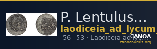 P. Lentulus P.f., governor of Cilicia Laodiceia ad Lycum Metcalf 2017 IX — CANOA