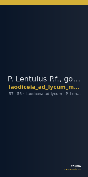 P. Lentulus P.f., governor of Cilicia Laodiceia ad Lycum Metcalf 2017 VII — CANOA