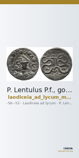 P. Lentulus P.f., governor of Cilicia Laodiceia ad Lycum Metcalf 2017 VIII — CANOA