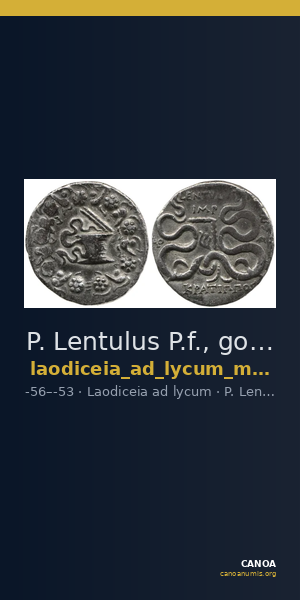 P. Lentulus P.f., governor of Cilicia Laodiceia ad Lycum Metcalf 2017 VIII — CANOA