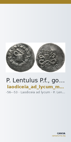 P. Lentulus P.f., governor of Cilicia Laodiceia ad Lycum Metcalf 2017 X — CANOA