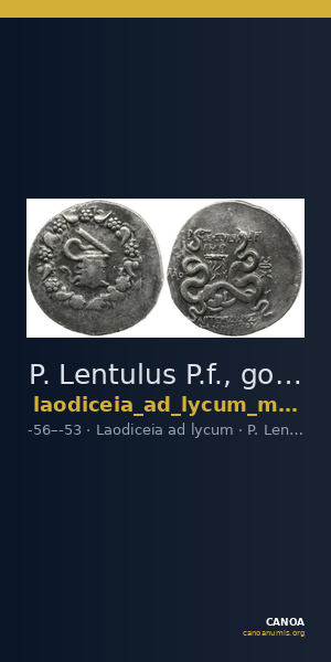 P. Lentulus P.f., governor of Cilicia Laodiceia ad Lycum Metcalf 2017 X — CANOA