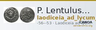 P. Lentulus P.f., governor of Cilicia Laodiceia ad Lycum Metcalf 2017 X — CANOA