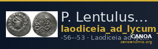 P. Lentulus P.f., governor of Cilicia Laodiceia ad Lycum Metcalf 2017 X — CANOA