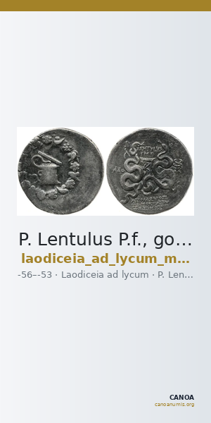 P. Lentulus P.f., governor of Cilicia Laodiceia ad Lycum Metcalf 2017 XI — CANOA