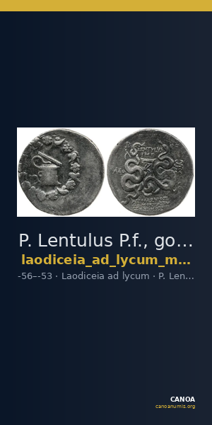 P. Lentulus P.f., governor of Cilicia Laodiceia ad Lycum Metcalf 2017 XI — CANOA