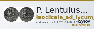 P. Lentulus P.f., governor of Cilicia Laodiceia ad Lycum Metcalf 2017 XI — CANOA