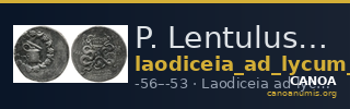 P. Lentulus P.f., governor of Cilicia Laodiceia ad Lycum Metcalf 2017 XI — CANOA