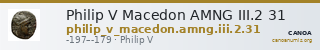Philip V Macedon AMNG III.2 31 — CANOA